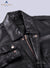 Upper closer look of collar and zip of inside look of AIR WISCONSIN UNIFORM LEATHER JACKETS WOMEN