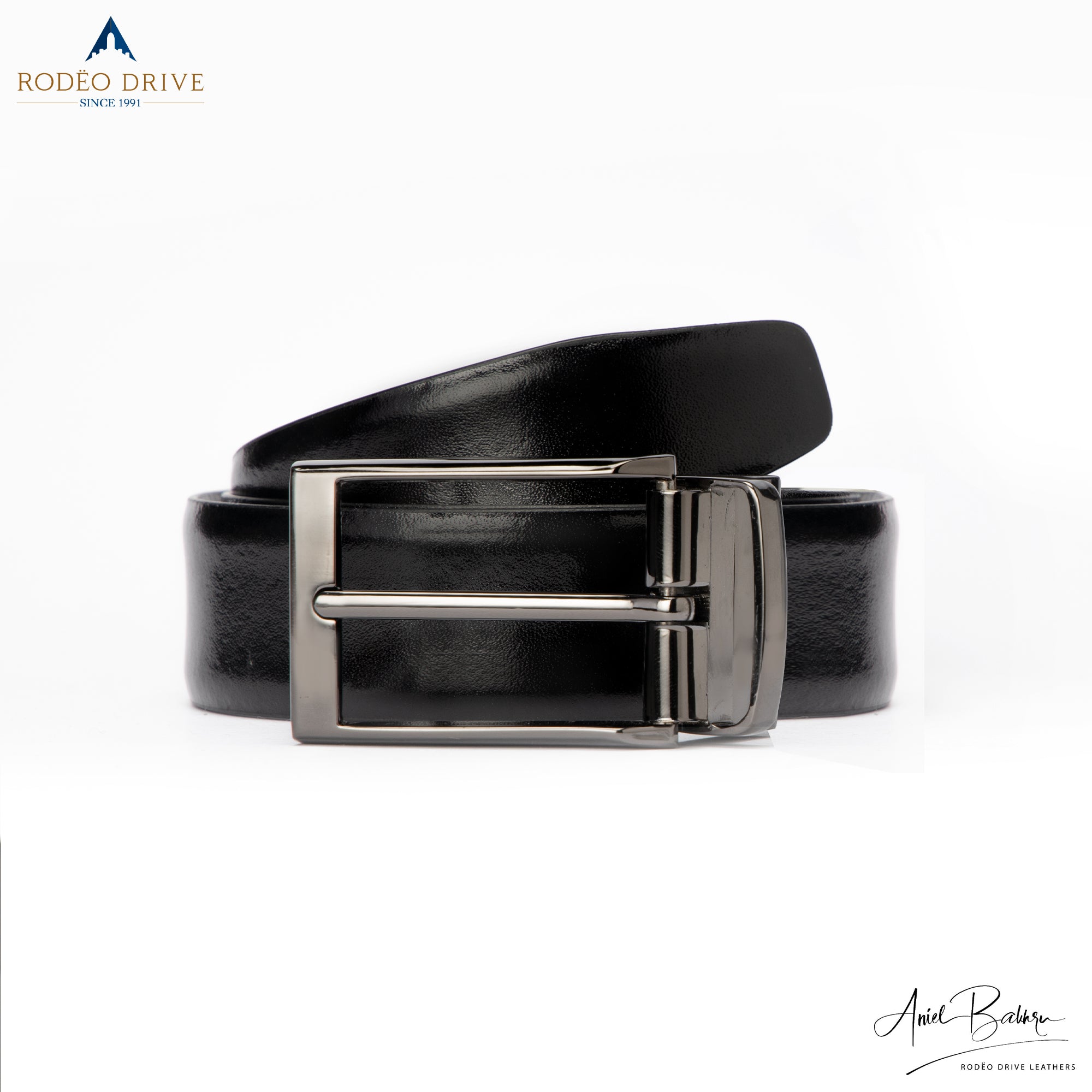 front view of SILVER BUCKLE BELT. The buckle is facing the front.