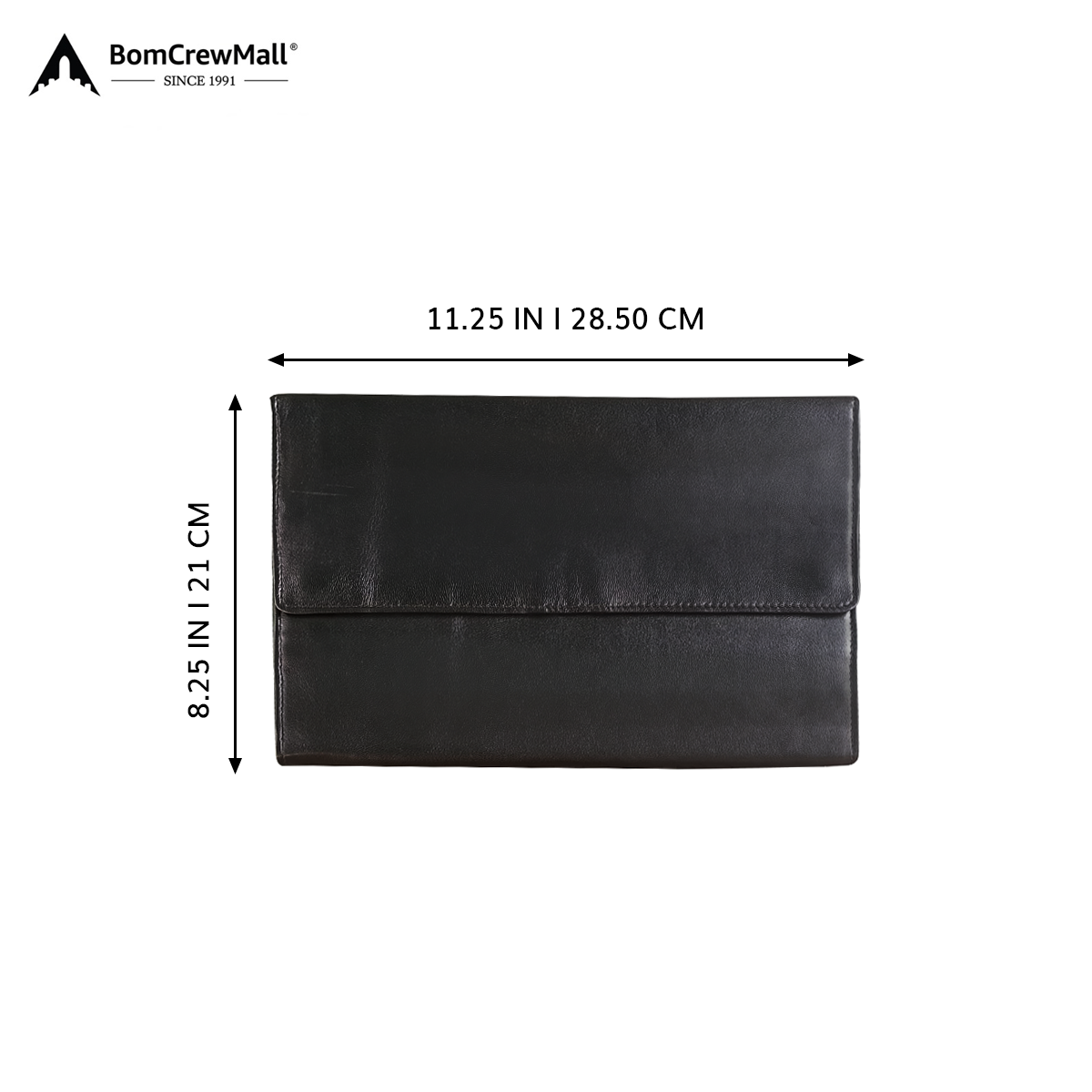Image displays dimensions of black wallet