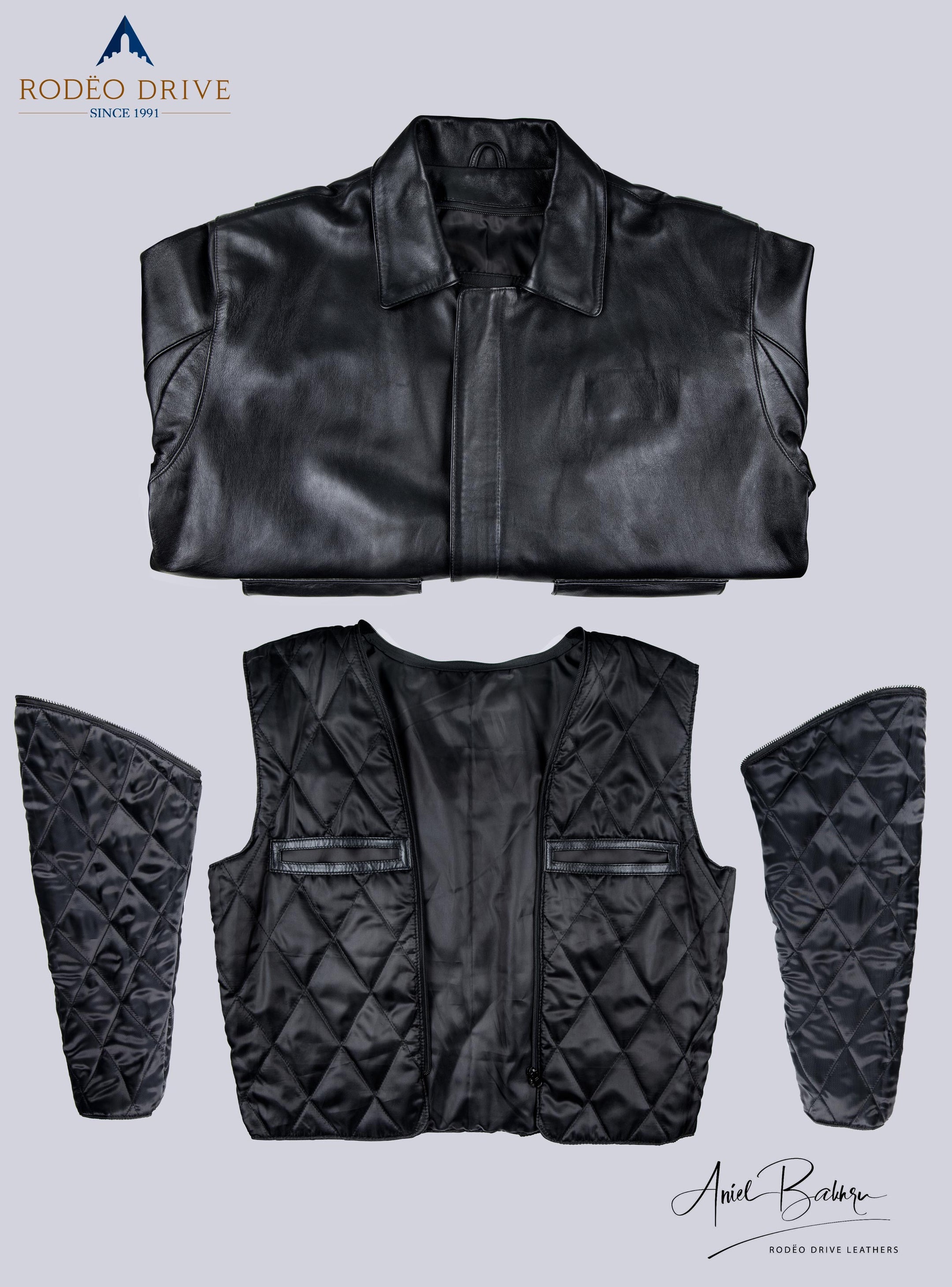 Individual parts of FedEx UNIFORM LEATHER JACKETS WOMEN displayed