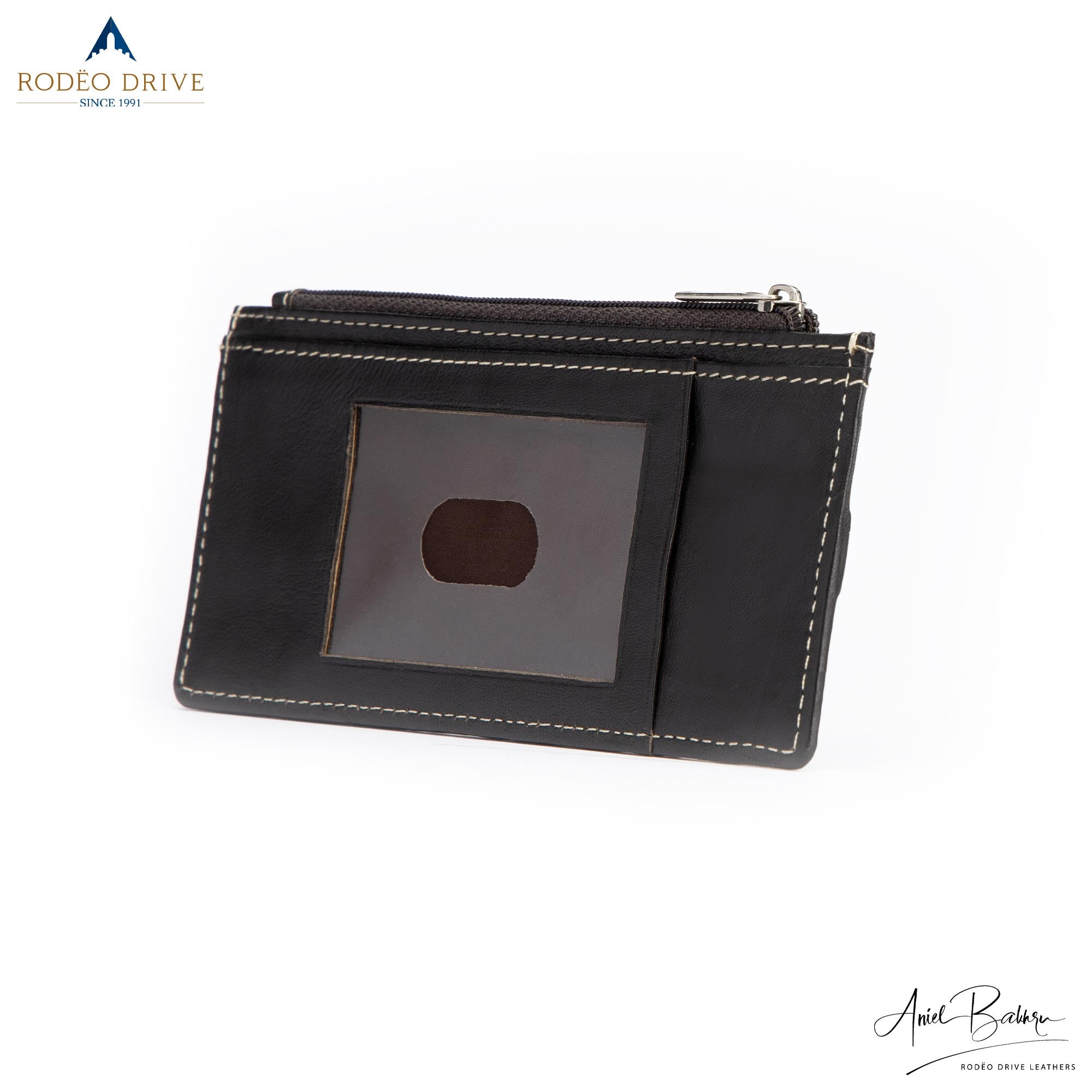 Front Image of black SWAP WALLET for WOMENS. It is wrapped up. 