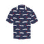 Front view of Navy blue Hawaiin shirt