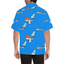 Back image of 747 light blue Hawaiian shirt. Short Sleeves and notch lapel collar is visible. Boxy fitting is showcased.