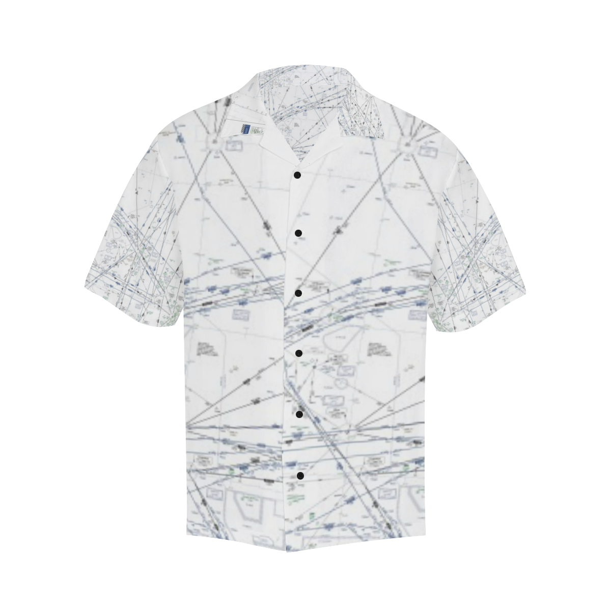 Front image of white PACIFIC ENROUTE HAWAIIAN CHART HAWAIIAN SHIRT. It is a comfortable shirt in summers