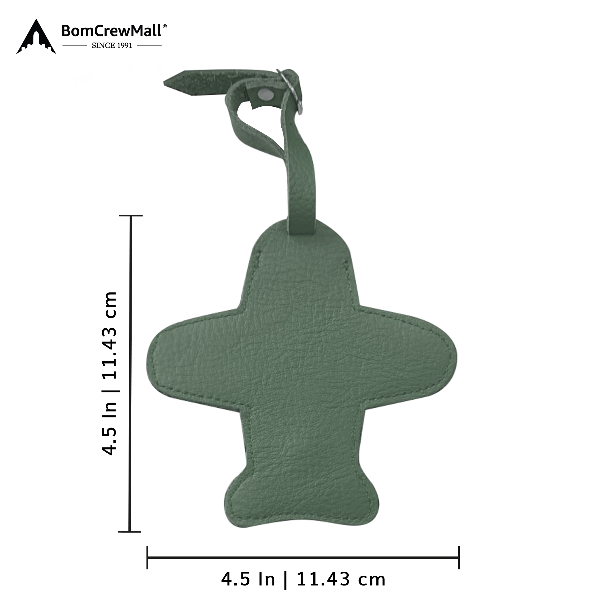 green AIRPLANE LEATHER BAG TAG