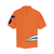 Front image of Orange HAWAIIAN SHIRT. Short sleeved. notch lapel collar and light weight.