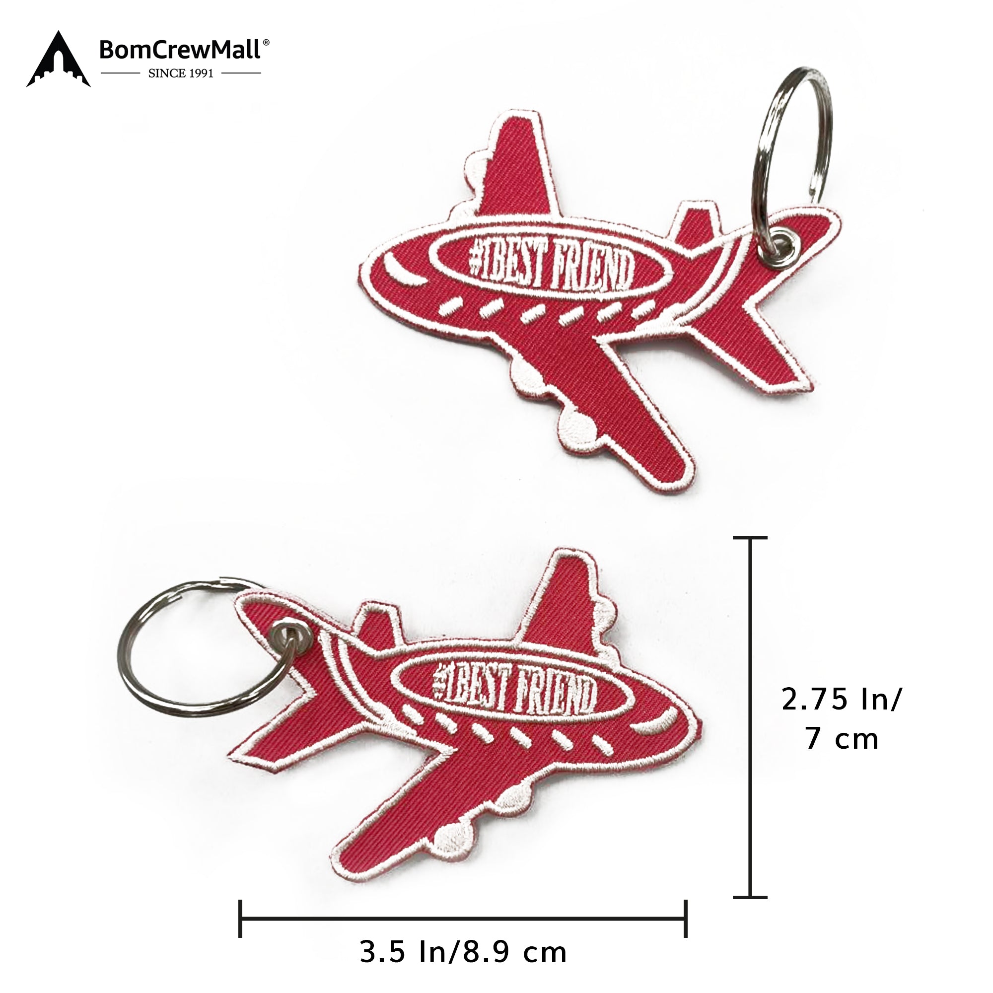 BEST FRIEND EMBROIDERY BAG TAG in red colour