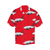 Front image of RED HAWAIIAN SHIRT. It features short sleeves.