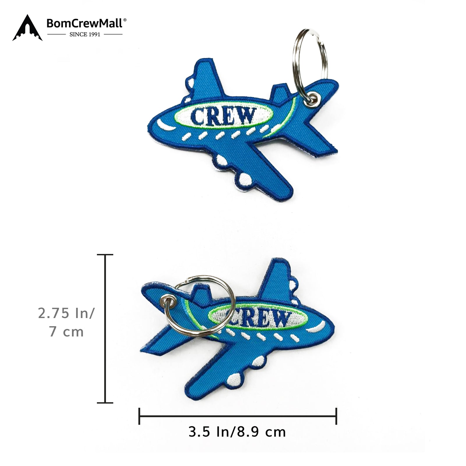blue colour CREW EMBROIDERY BAG TAG