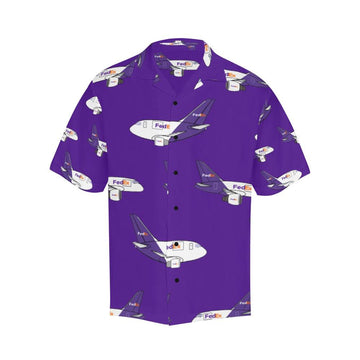Front side image of FEDEX PURPLE HAWAIIAN SHIRT