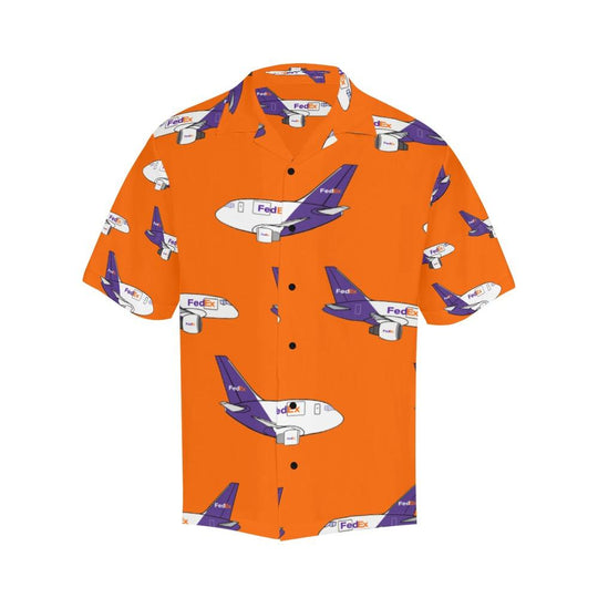 Front side image of FEDEX ORANGE HAWAIIAN SHIRT
