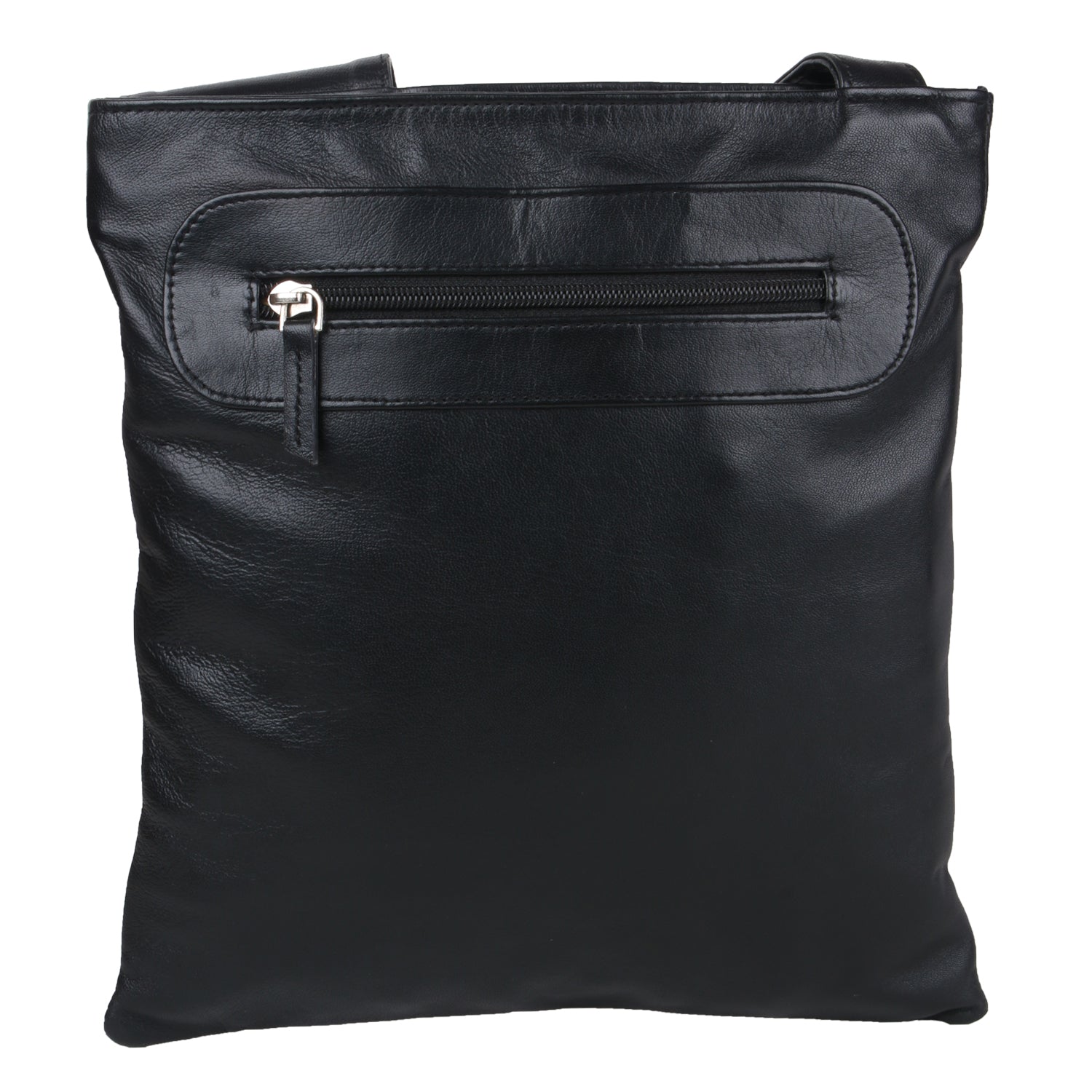 Back side image of FLAT CROSS BODY HAND BAG. A single side zip is visible.