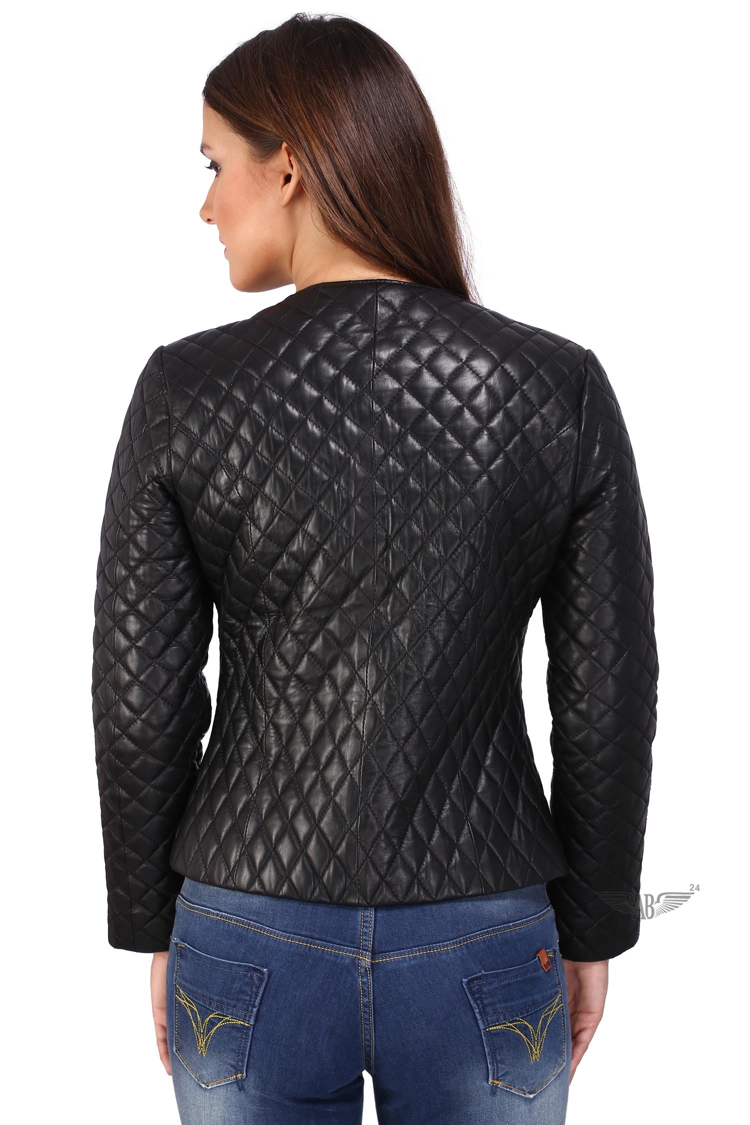 Back side image of black CHANNEL DIAMOND STITCH JACKET