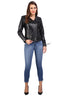 Model posing with stylish GREASE PERFECTO BIKER JACKET WOMENS