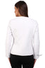 model posing back look wearing our premium CHANNEL DIAMOND STITCH JACKET IN WHITE COLOUR.