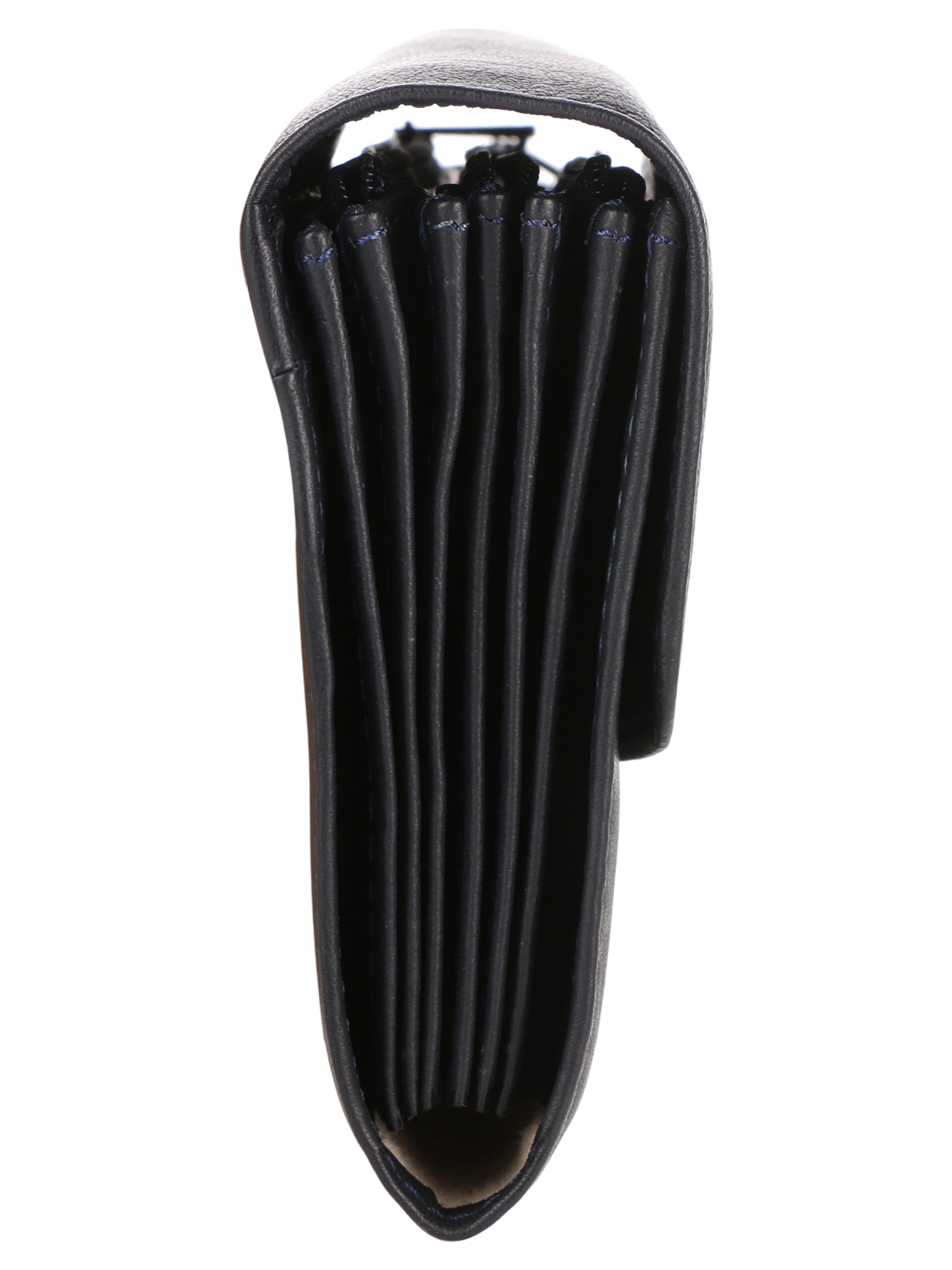 Side view of black Multi-Currency Wallet . It looks slim and handy