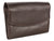 Side angle view of brown Multi-Currency Wallet . The front strap is buttoned 