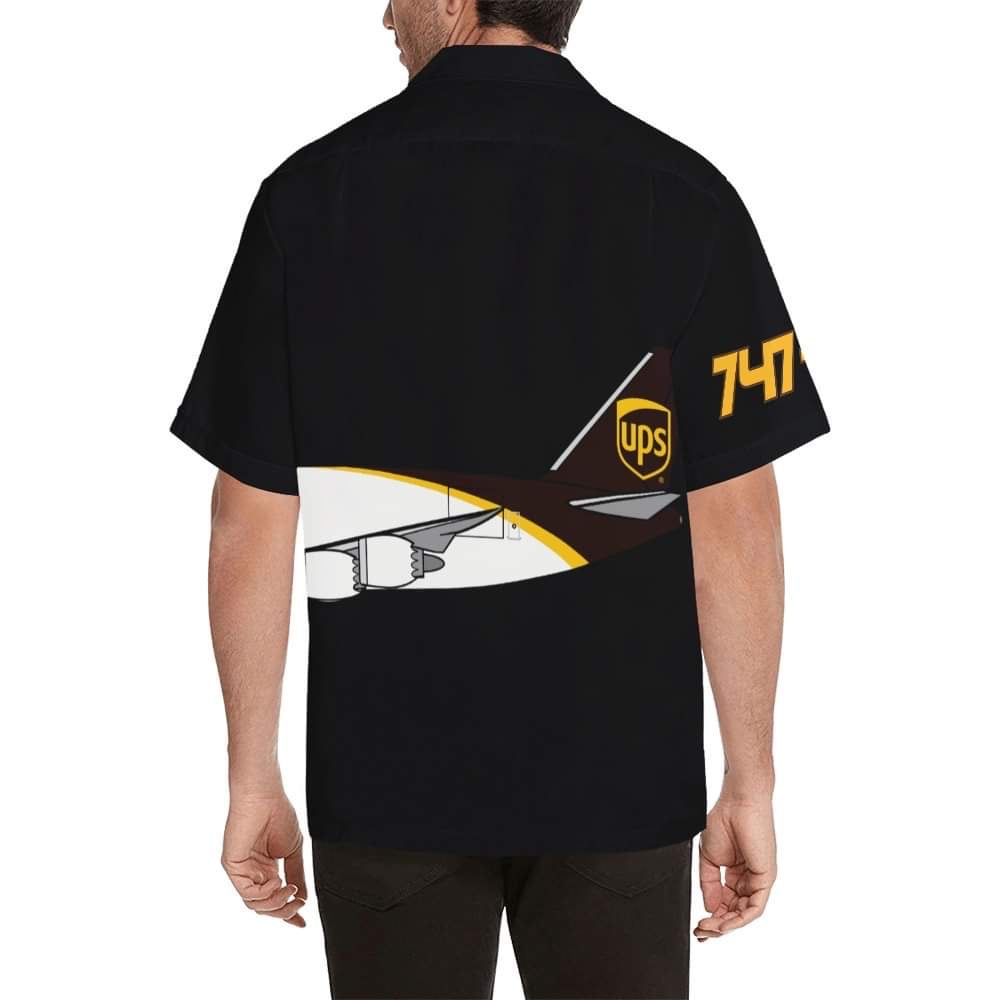 Back look of our 747-8 UPS BLACK HAWAIIAN SHIRT