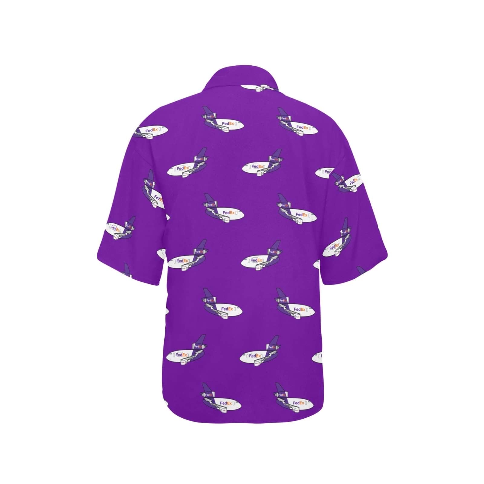 back of our MD11 WOMENS HAWAIIAN SHIRT PURPLE