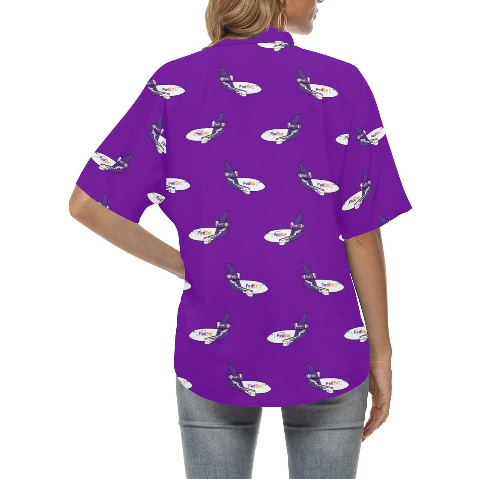 front look of our MD11 WOMENS HAWAIIAN SHIRT PURPLE