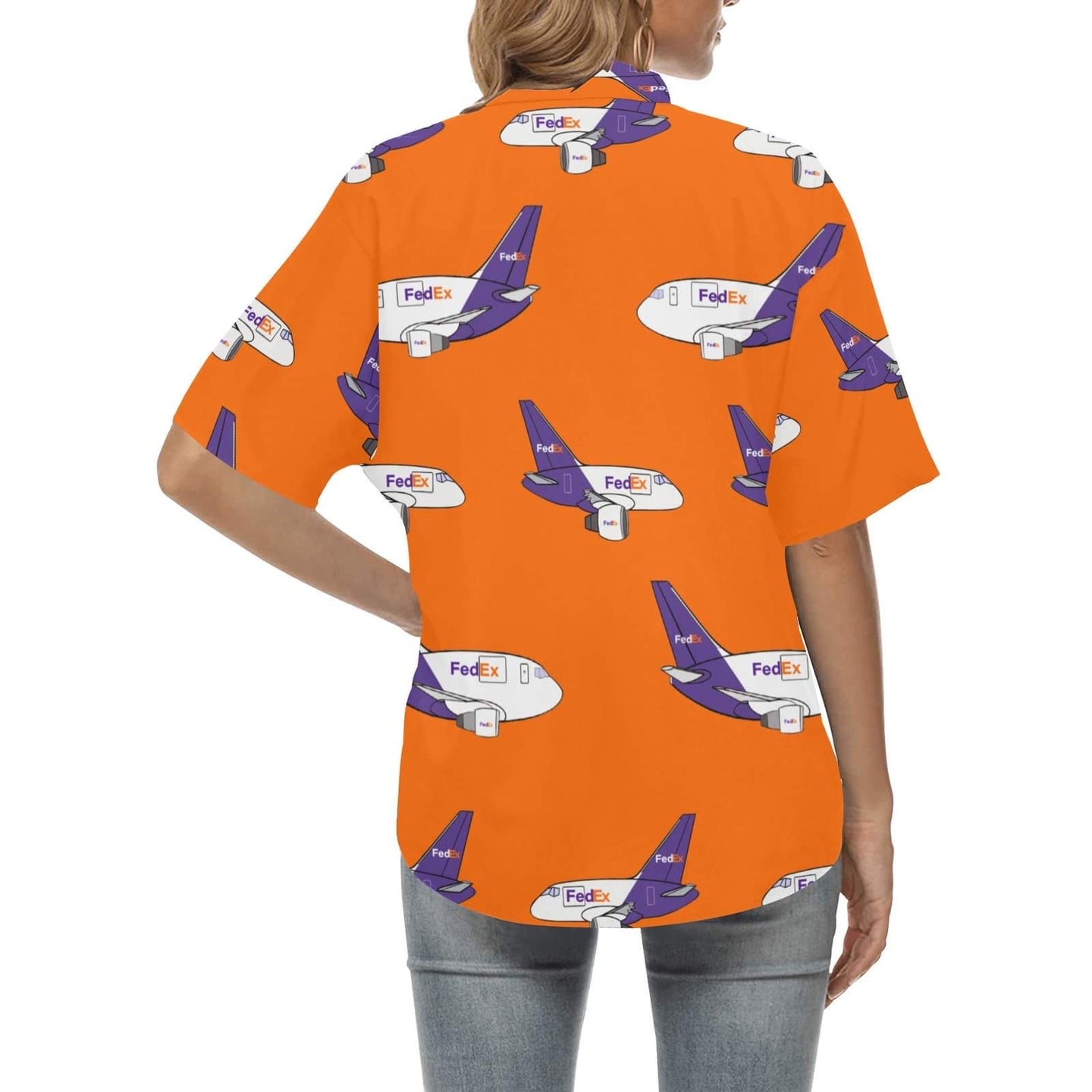 back look of our MD11 ORANGE WOMENS HAWAIIAN SHIRT