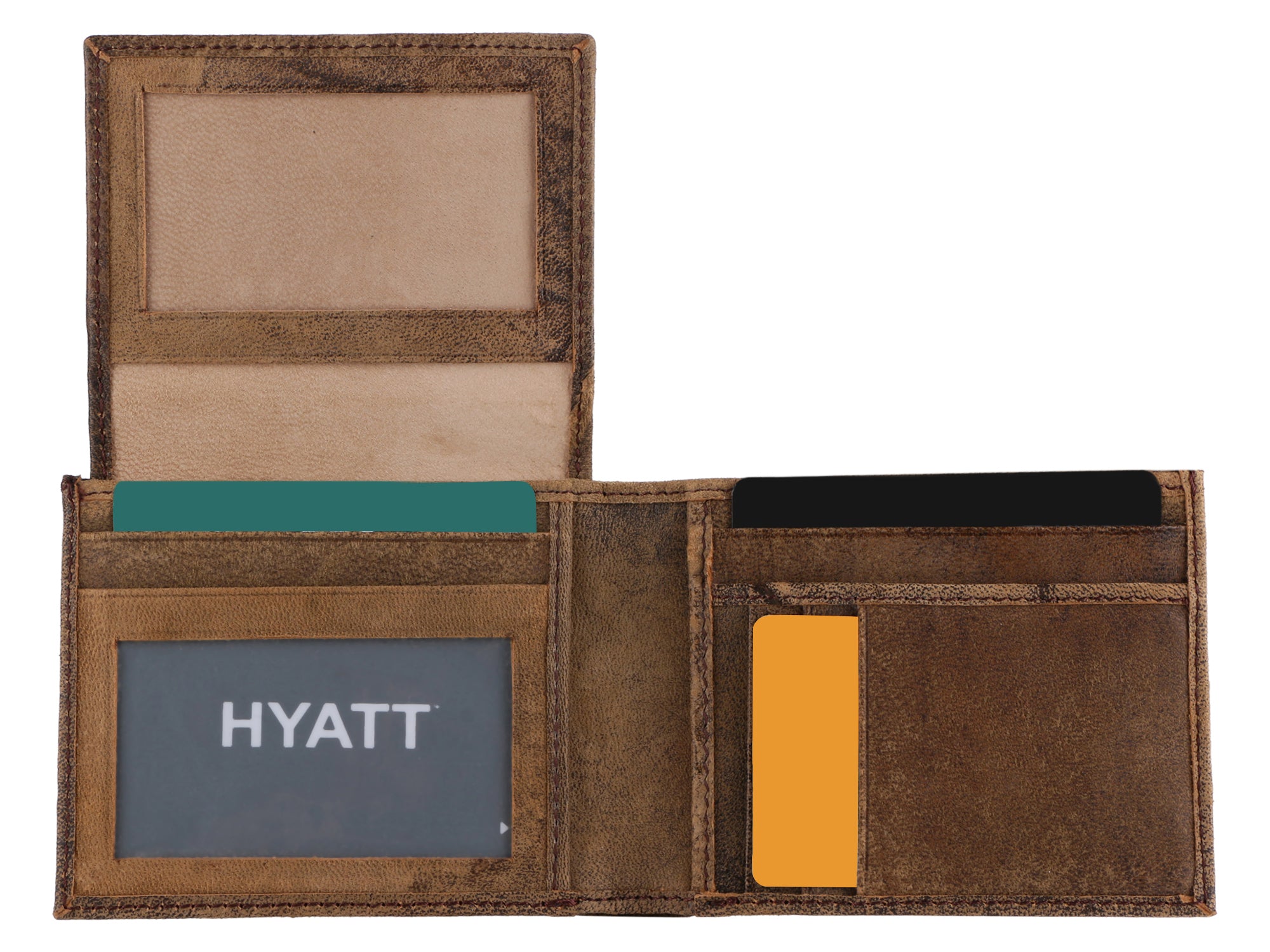 Open image of FRED HESS MENS WALLET. Different compartment of purse is showcased.