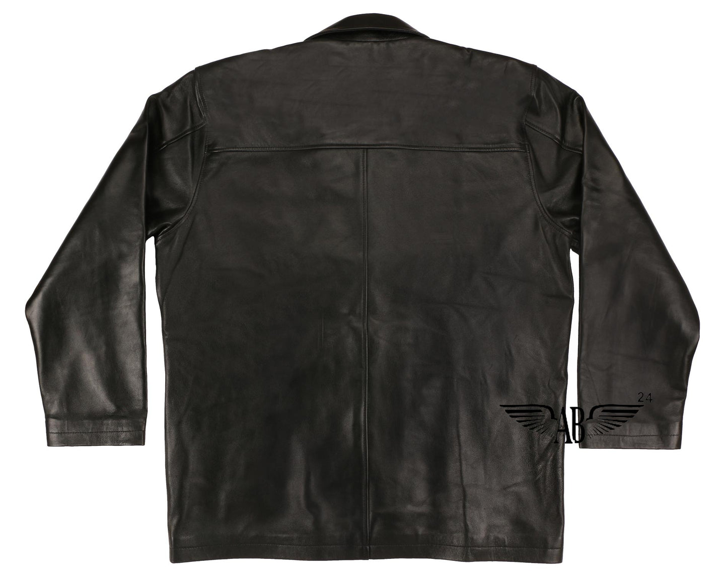 Back side image of black CAR COAT. It is elegant and stylish