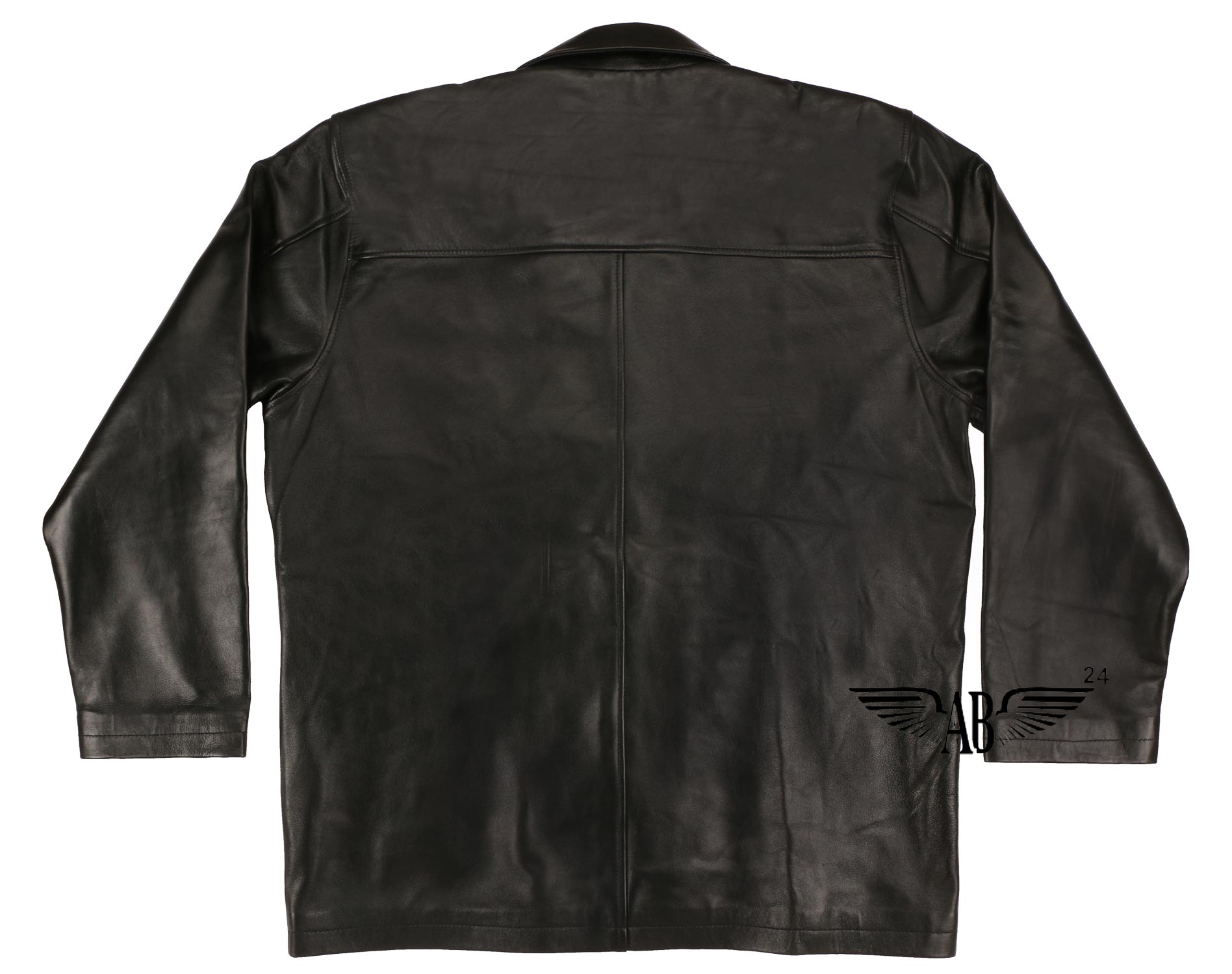 Back side image of black CAR COAT. It is elegant and stylish