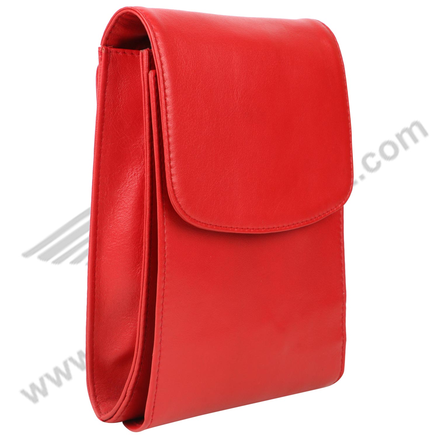 Side image of red MULTI POCKET CROSS BODY HAND BAG