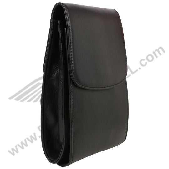 Side image of black MULTI POCKET CROSS BODY HAND BAG