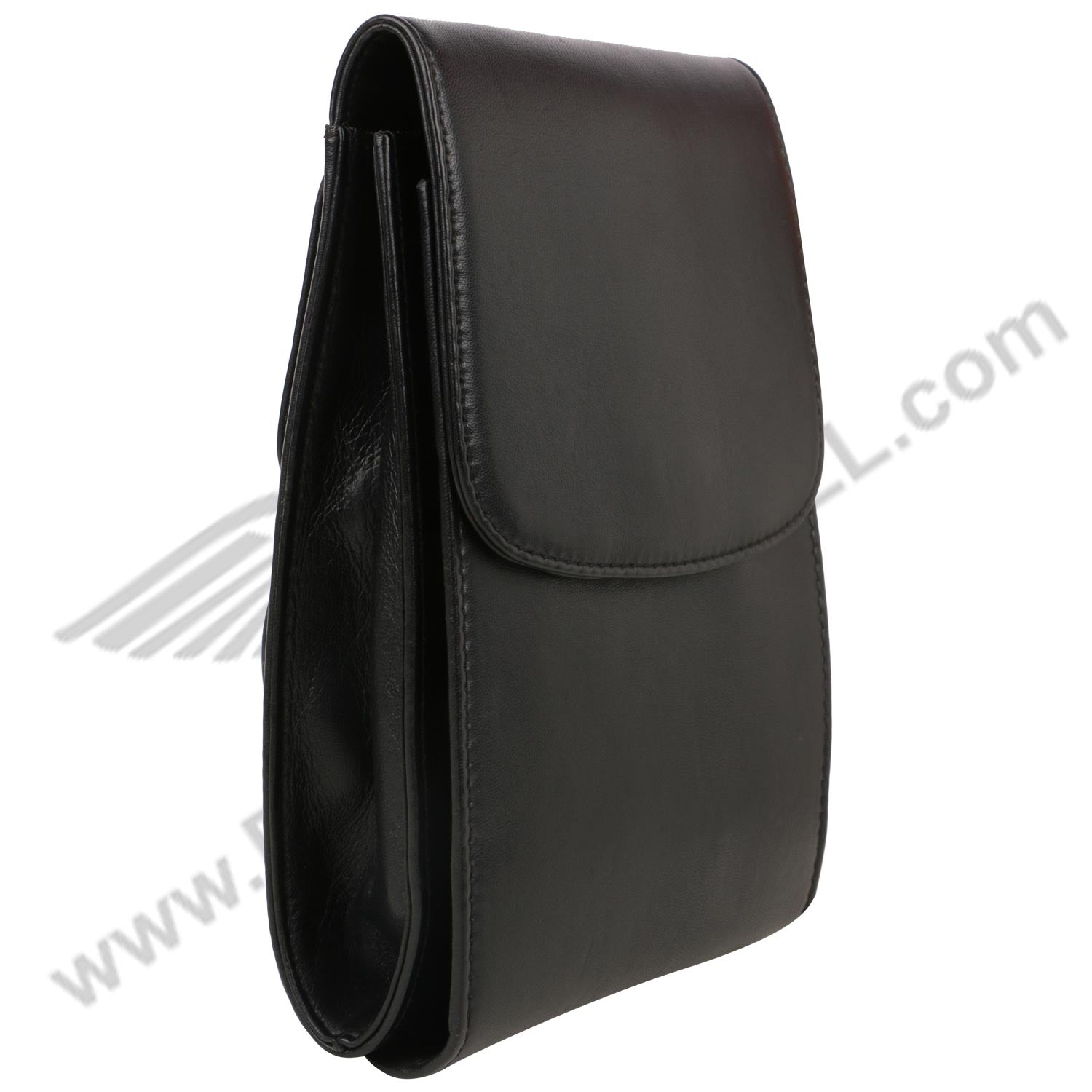 Side image of black MULTI POCKET CROSS BODY HAND BAG