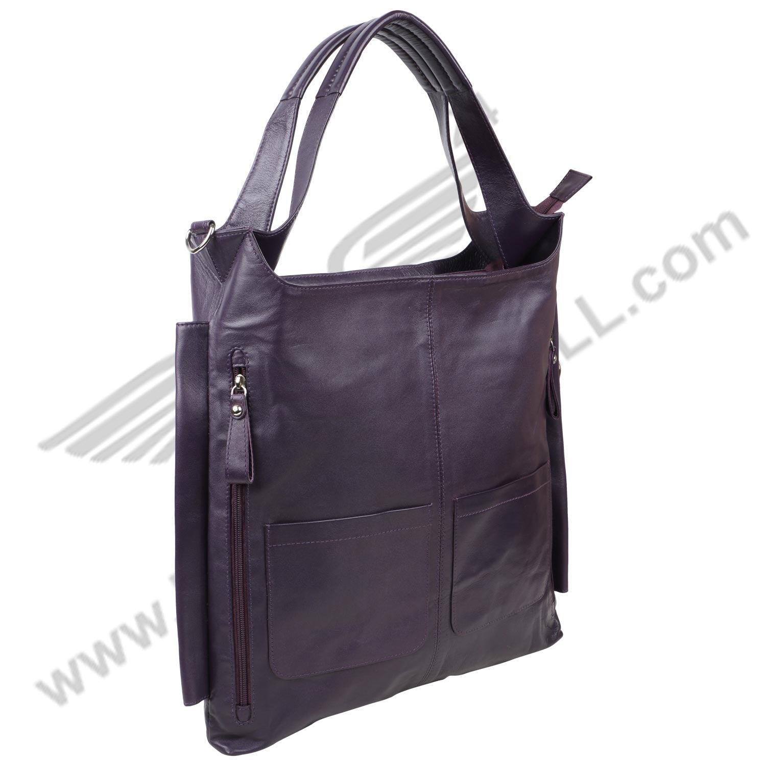 side image of purple FER GAMO HAND BAG