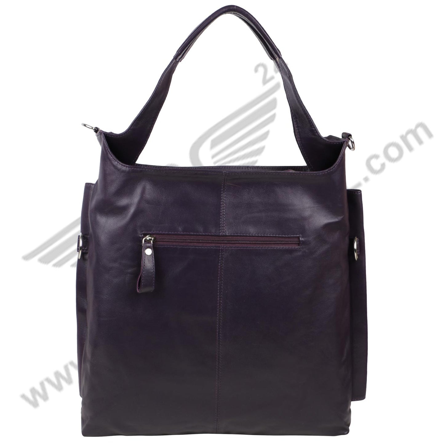Back side image of purple FER GAMO HAND BAG