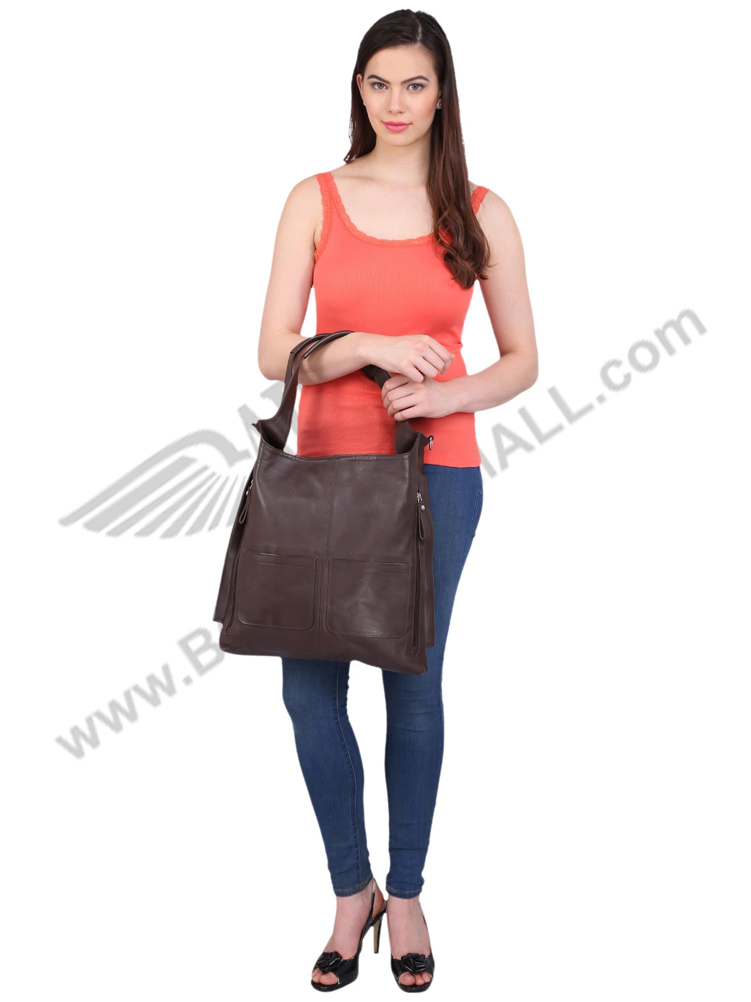 Model has held FER GAMO HAND BAG.  It is quiet stylish