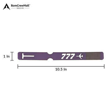 purple LASER-CUT CREW 747-8 BAG TAG with dimensions