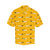 Front view of yellow HAWAIIAN SHIRT. It is short sleeved and have a collar. many planes images are visible on shirt.